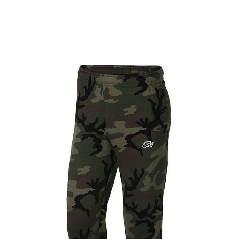 Nike SB Logo Camouflage Print Fleece Comfortable Casual Knit Sports Брюки мужские низ Green AT9884-222