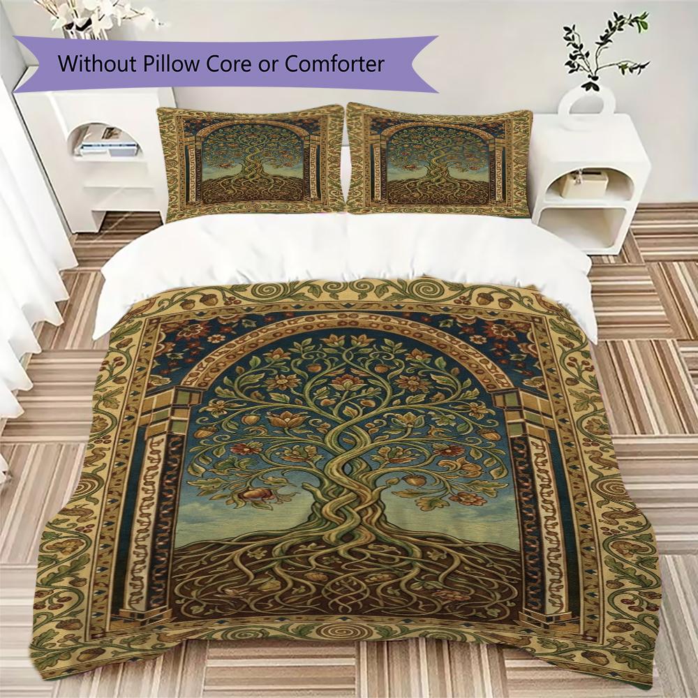 Tree of Life Pattern Bedding uilt Set uilt Cover Pillowcase Home Decoration Birthday Gift (1 * duvet cover + 2 * pillowcase without core)146