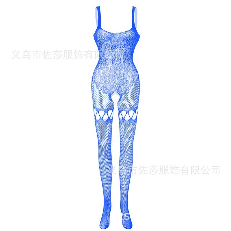Sexy Underwear Sexy See-through Socks One-piece Stockings Women's Open Crotch Suspenders Hollow Fishing Nets Temptation One-piece Mesh