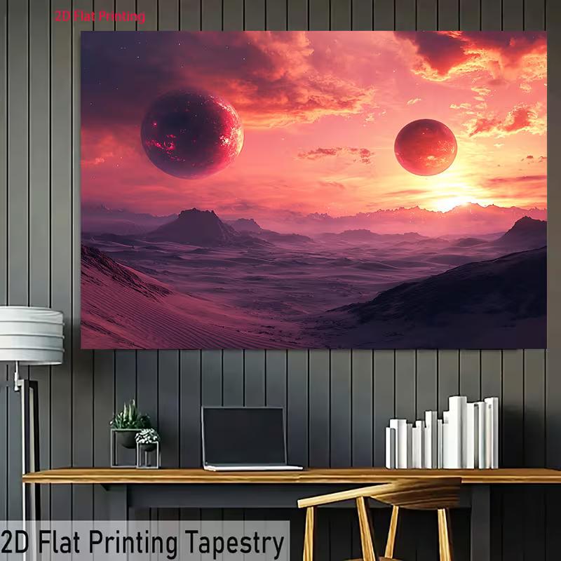 2D Fantasy Mars Planet Landscape Home Decoration Backdrop