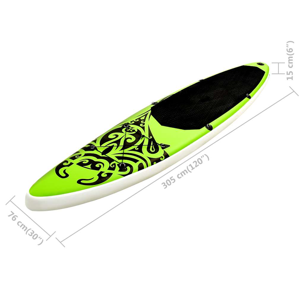 Inflatable Stand Up Paddle Board Set 305 x 76 x 15 cm Green