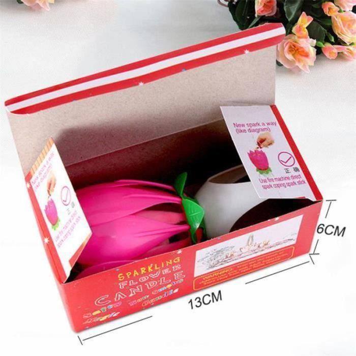 Bougie d'Anniversaire - CA01791 - Fleur Lotus - Rose - Décoration de Gâteau - Musique