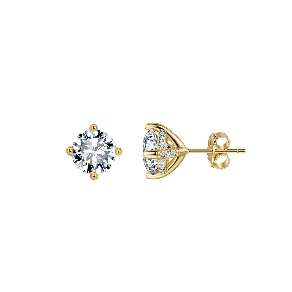 ORSA JEWELS Серьги из серебра S925 с круглым муассанитом на четырех крапанах для женщин, блестящие серьги с муассанитом цвета D, вечерние украшения MOE10