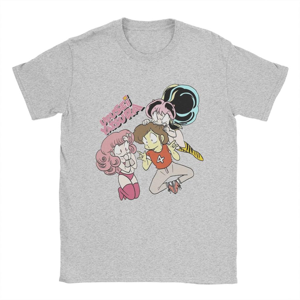 LUM X RAN X ATARU Urusei Yatsura Футболки для мужчин Аниме Крутые Хлопковые Футболки Круглый Вырез Короткий Рукав Футболка Новое Поступление Топы