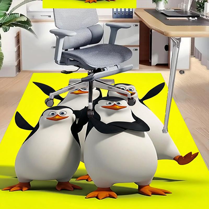 Penguins Yellow Background Carpet For Playroom Bedroom Living Room Sofa Home Decorkids Game Area Rug Nonslip Floor Mat