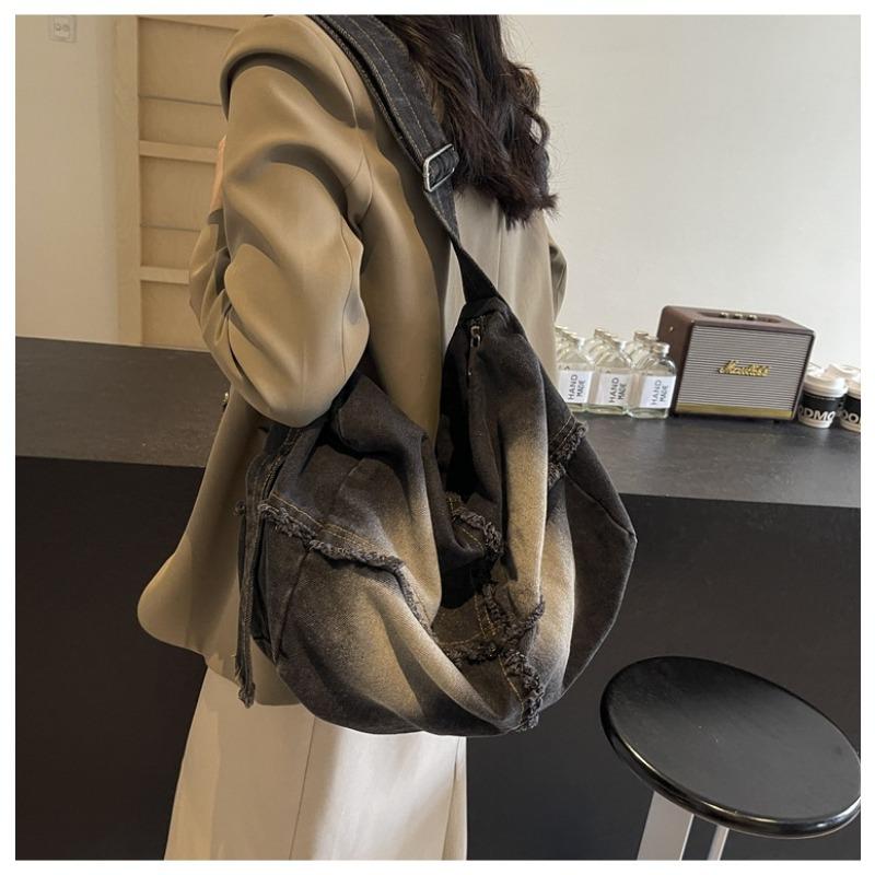 Большая джинсовая сумка-подушка Женская 2025 Новая Ретро Повседневная Сумка-тоут