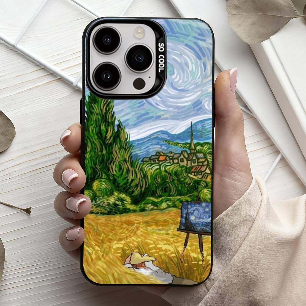 Чехол для телефона V-Van G-Gogh S-Звездные Подсолнухи Для iPhone17,16,15,14,13,12,11 Plus,Pro Max Черный Конфетный Посеребренный Чехол