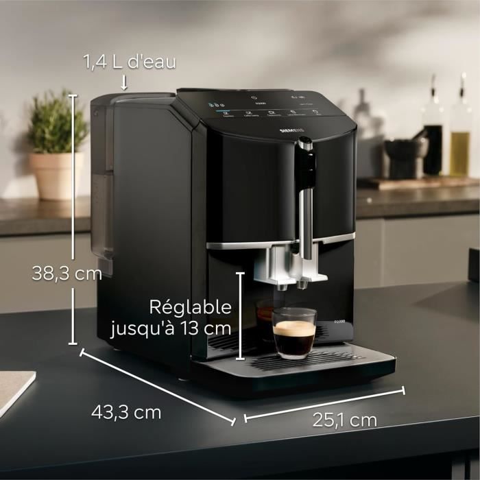 Siemens machine à café tout automatique eq300 ceramdrive milkperfect noir piano tf301e19