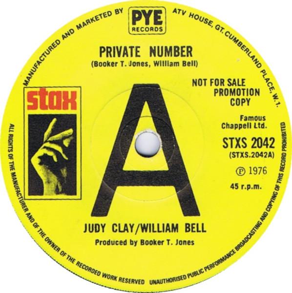 7-дюймовая пластинка JUDY CLAY / WILLIAM BELL - Private Number STXS2042PROMO Stax 1976 UK Soul/Funk Б/У