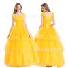 Large Size Film and Television Live Version of Beautiful Woman and Beast Princess Bell, Yellow Princess Belle Dress Cosplay Costume Women