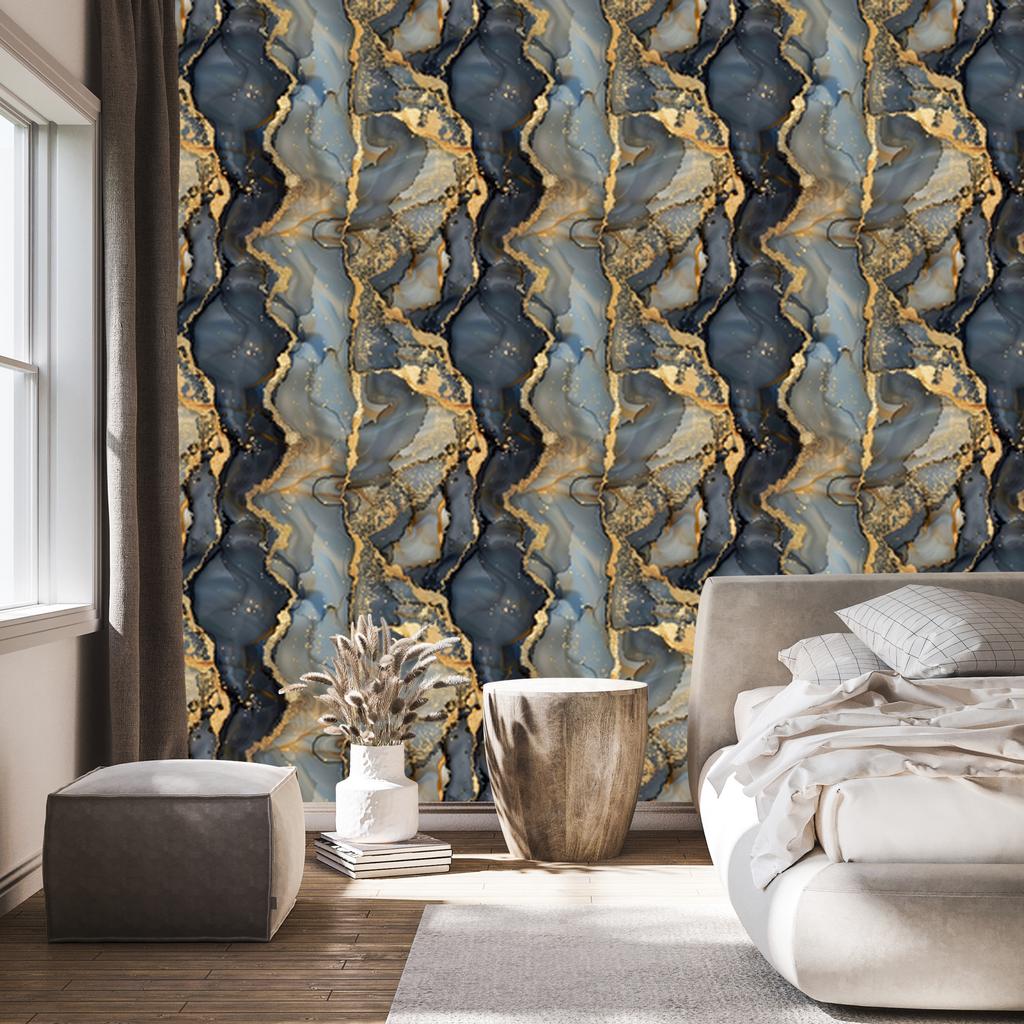 Ink Brown and Navy Blue Wallpaper for Living Room and Bedroom 50x1000