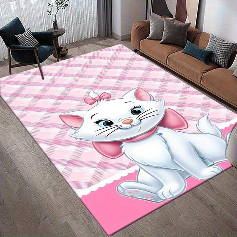 1pc Cute Marie Cat Pattern Area Rug Soft Flannel Floor Mat for Living Room,Office,Bedroom and Carpet,Sofa Coffee Table Floor Mat