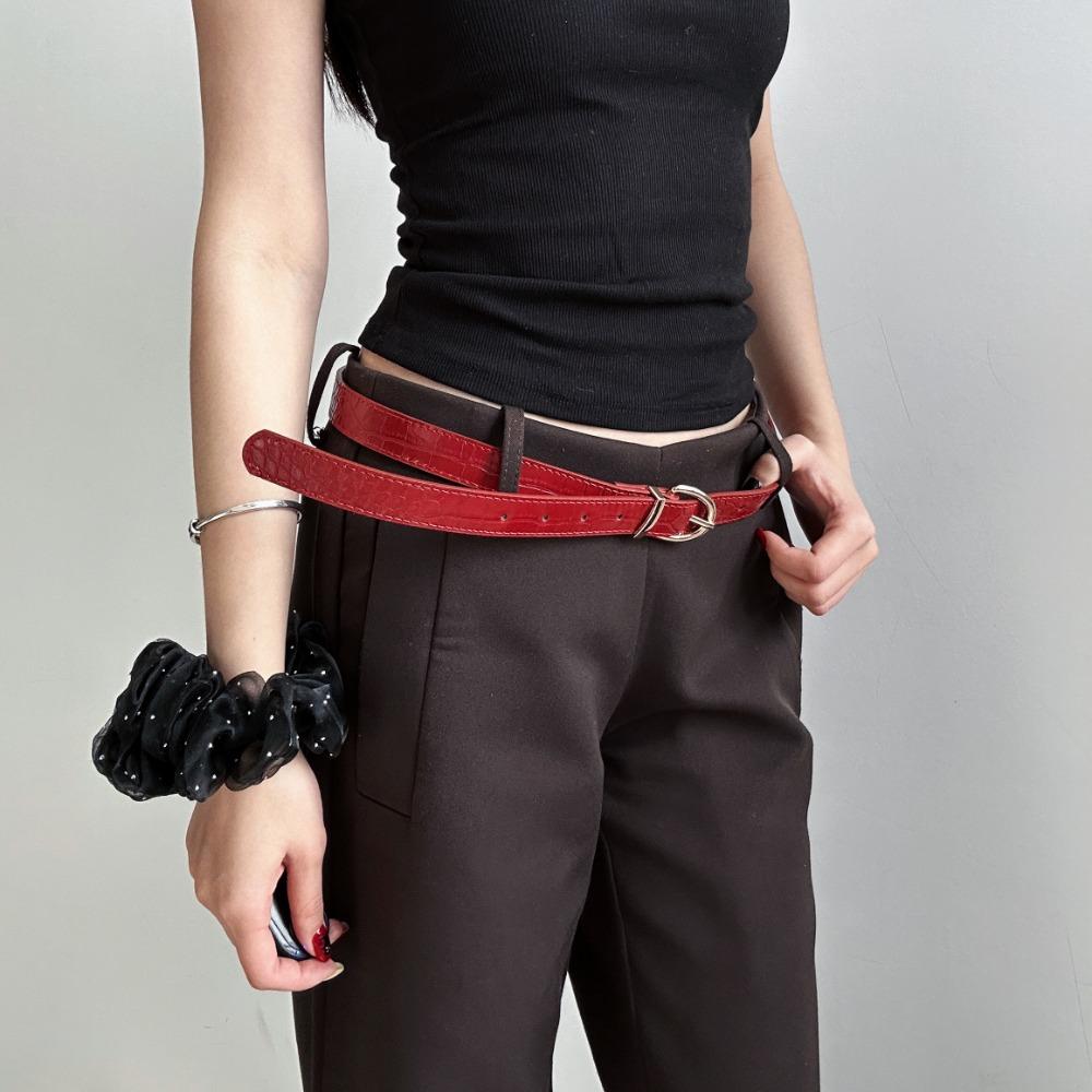 Red/Black Y2k Waist Belt PU Leather Jeans Pants Belt Korean Women's Belt  Daily