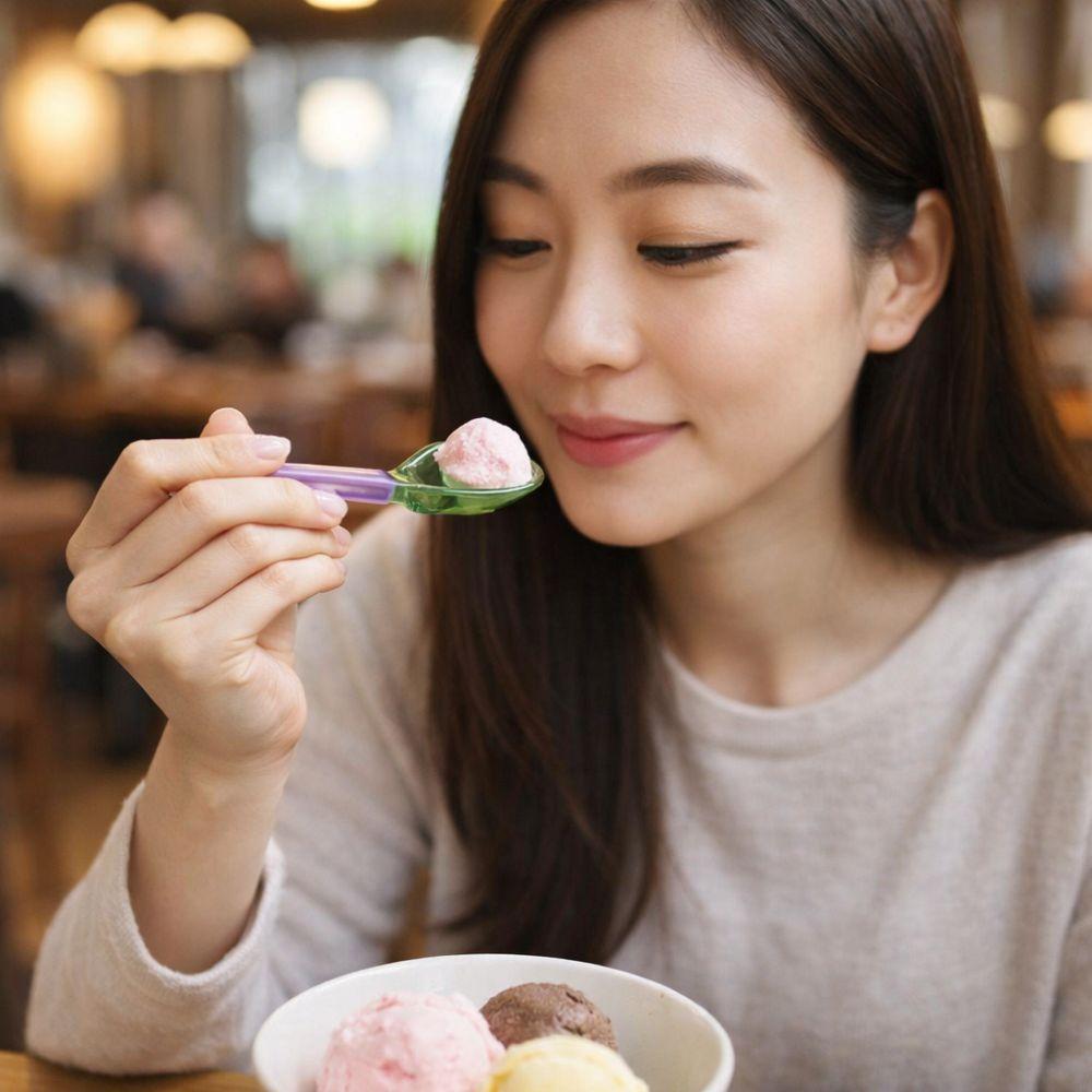 Long Handle Glass Dessert Spoon Colorful Ice Cream Spoon Stirring Spoon Yogurt Oatmeal