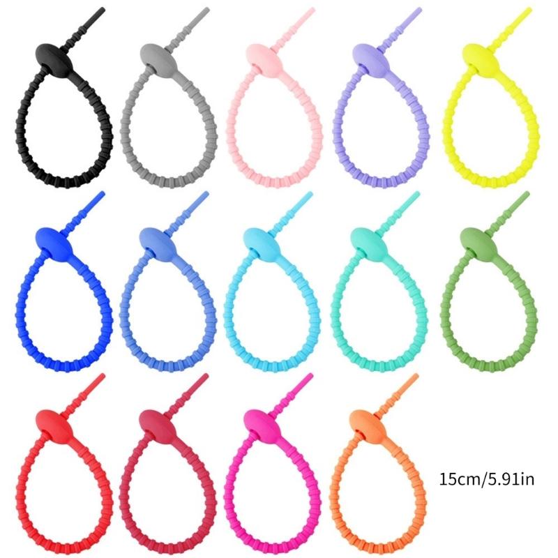 Pack of 10/20/50 Silicone Reusable Bag Twist Wire Fasten Cable Zip Tie Flexible Ties for Organization and DIY Projects