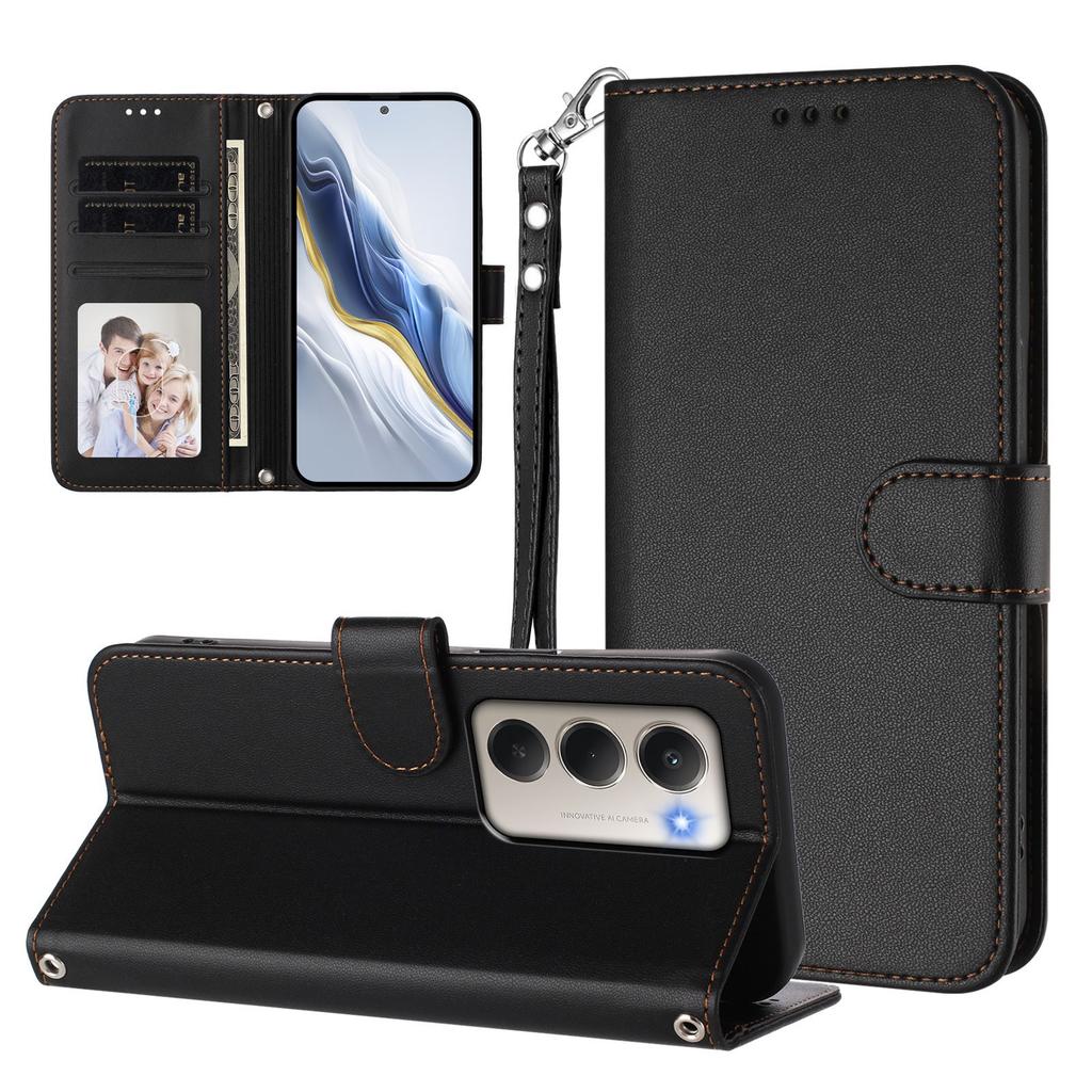 For Xiaomi Redmi 15 4G (EU) (171mm) Leather Case Wallet Stand Phone Cover with Wrist Strap