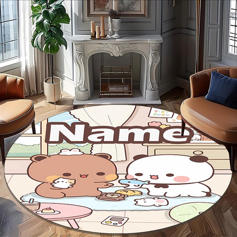 Customizable Yier BuBu Bear3 Round Non-Slip Carpet - Ideal for Garden, Picnic, Office, Perfect for Decoration, Suitable For All Seasons