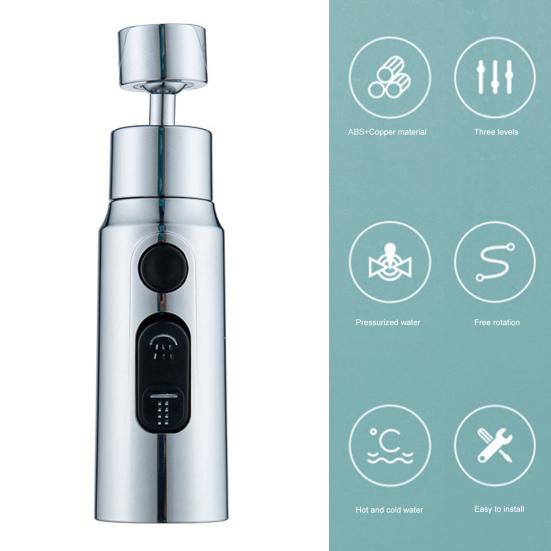 Удлинитель кухонного крана, аэратор, брызгозащищенный излив, 3 функции, кухонный кран, насадка с распылительной головкой, поворотный на 360 градусов удлинитель крана