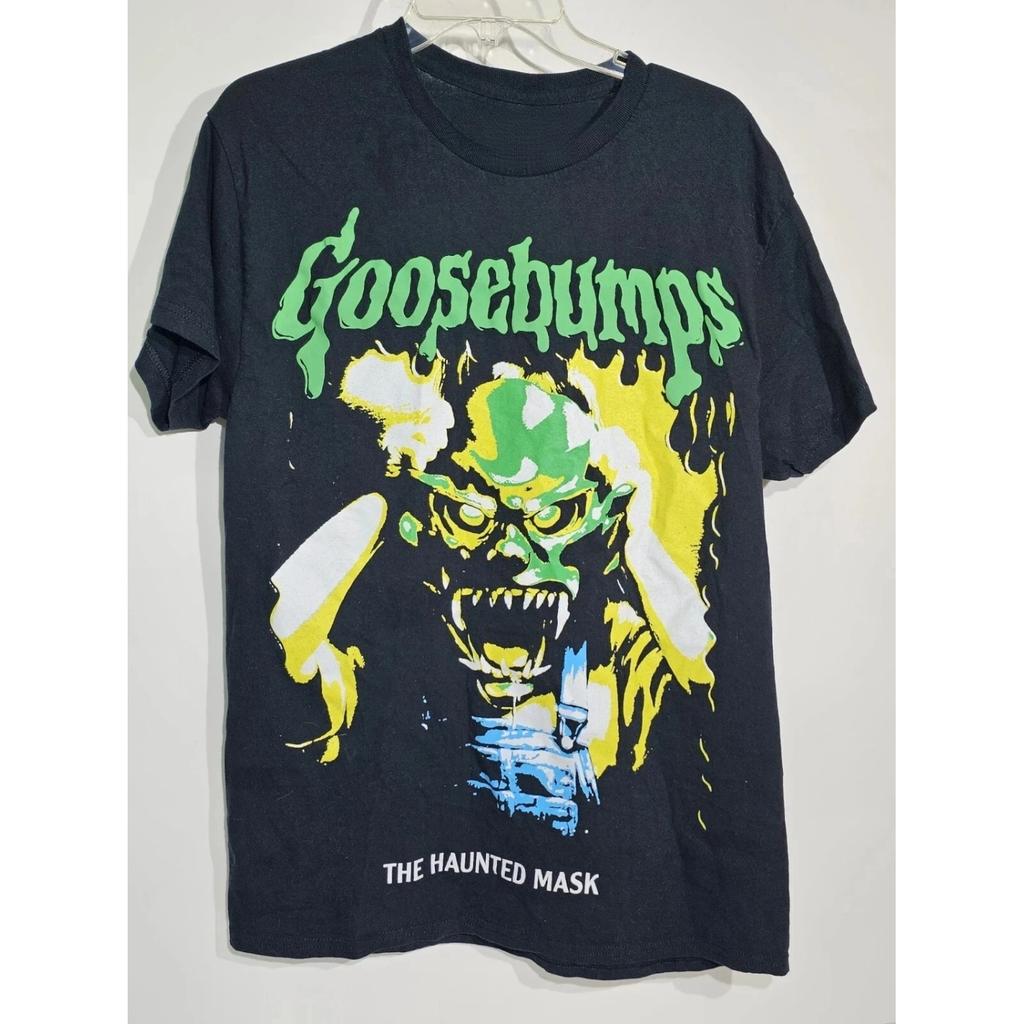Retro Version of _goosebumps_ Ghost Mask Black Shirt Retro Commemorative T-shirt Daily Outdoor Men and Women Fan Printed T-shirt