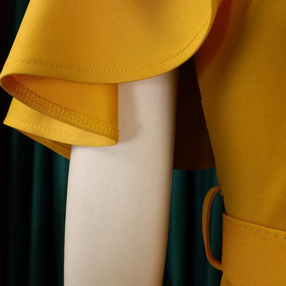 Женское летнее модное платье большого размера с рюшами, цельное однотонное платье-футляр с поясом