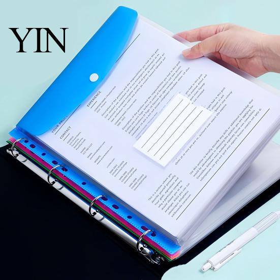 Card Organizer Pouch 11 Hole Expanding File Pockets, Reusable PP Document Sleeves, Transparent Student Project Waterproof Bag for Home Office