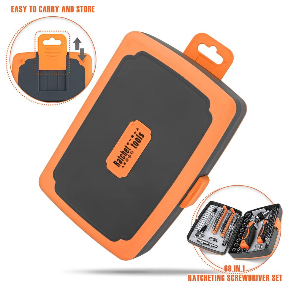 Набор отверток с храповым механизмом 68 в 1 с вращающейся рукояткой-трещоткой, магнитный набор головок для сверл Torx Phillips, ручной ремонтный инструмент