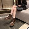 Fashion Autumn Winter New Soft Leather Ankle Boots Ladies Shoes Platform Lace Up Chelsea Black White Short Botas Thick Heeled Botines