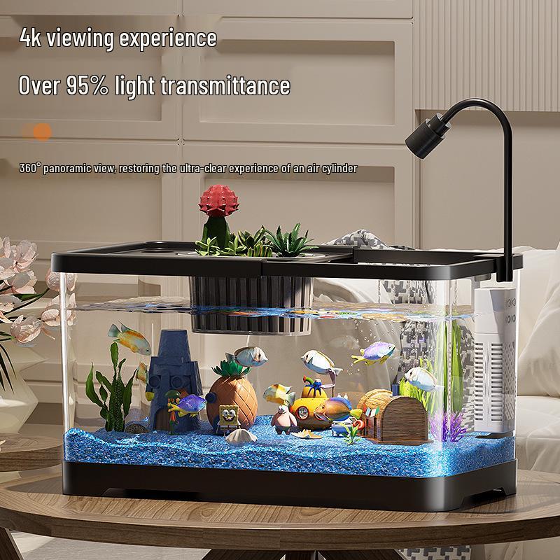 Eco-Friendly Desktop Goldfish Tank with Integrated Filter & Aerator for Living Room – Betta Fish Landscaping Aquarium