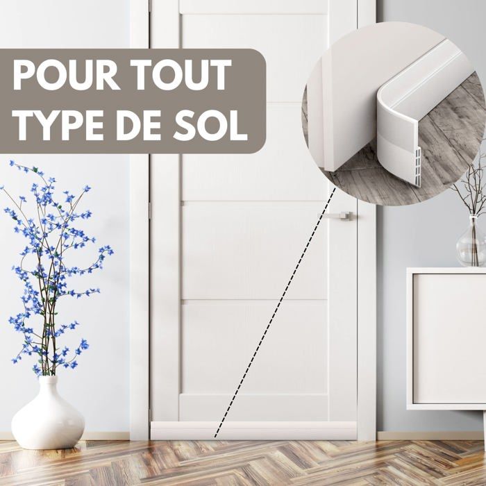 Bas de porte isolant - AIMOONSA - 100 x 0,6 cm - Autocollant - Anti-courant d'air - Blanc