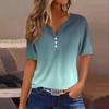 Women's T Shirt Tee Print Button Short Sleeve Daily Weekend Fashion Basic V- Neck Regular Top
