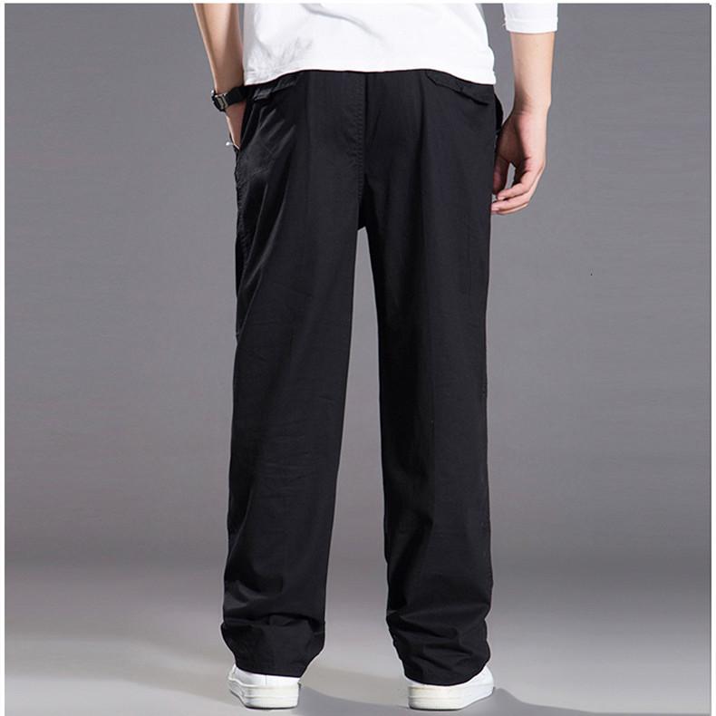 Мужские весенне-летние свободные эластичные рабочие брюки большого размера, прямые брюки с карманами для бега