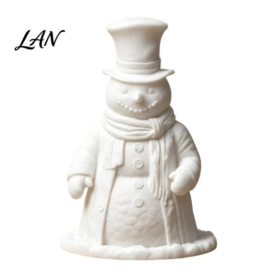 Handicraft Hobby Supply 3D Printed Gentleman Snowman Figurine, Decorative Desktop Ornament, DIY Paintable Blank Resin Ornament Base Statue for