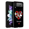 I Love you Pink Heart Phone Case For Samsung Galaxy Z Flip3 Flip4 Flip5 PC Bumper Shell For Z Flip 3 4 5 Hard Folding Back Cover