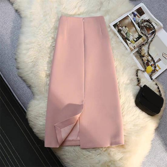 Women Suit Skirt A-Line Style High-Waisted Design Midi Skirt Back Slit