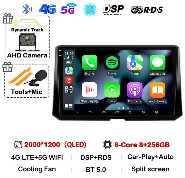 Android 14 Carplay Auto For Toyota Corolla 12 2019 2020 2021 2022 Car Radio Multimedia Player Stereo 4G Wifi GPS 360 Camera QLED