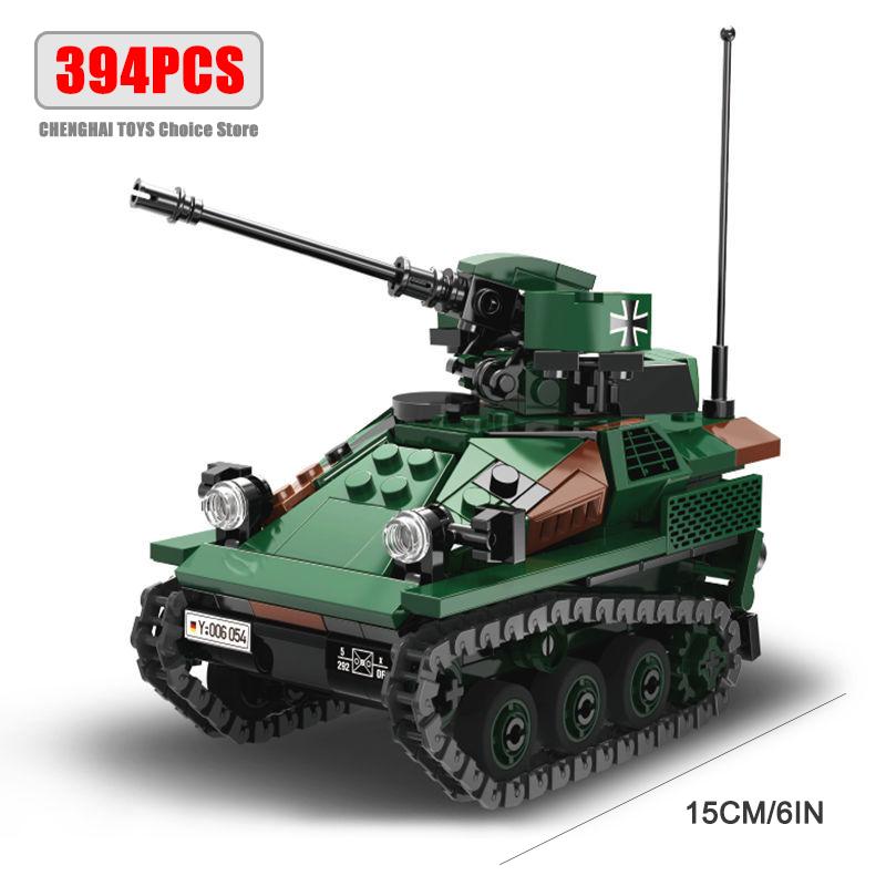 Ww2 Cannon Assault Armored Vehicle Battle Tank Car Truck Army Weapon Building Blocks Sets Model Boys Toys for Kids Gift