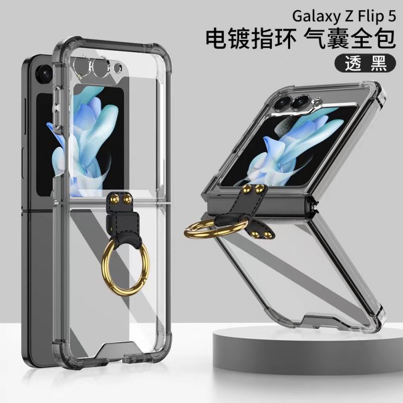 Transparent TPU Full Cover Case With Air Cushion Finger Ring Galaxy Z Flip 5 7