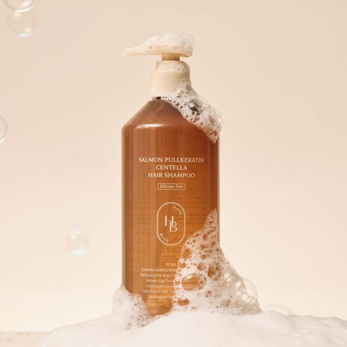 HEVE BLUE Шампунь для волос с экстрактом центеллы и лосося 500 мл