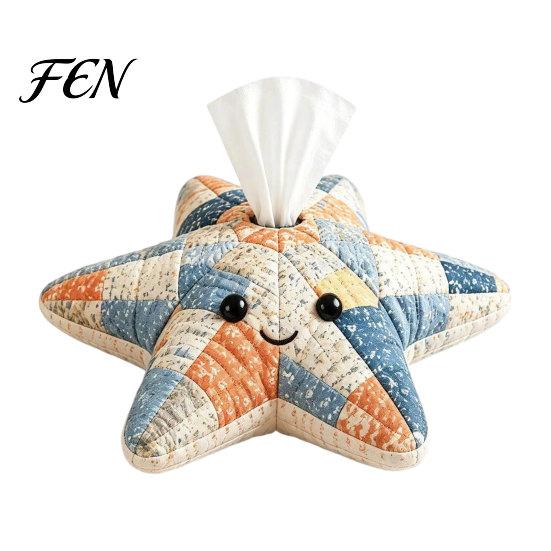 Soft Fabric Tissue Case DIY Box, Top Opening Cover, Marine Animal Theme Clownfish Box Dispenser, Multipurpose Patchwork Designs Sewing Kit,