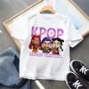 Летняя Новая K-Pop Охотники на Демонов Детская Футболка для Девочек и Мальчиков Детская Одежда Футболка Повседневная С V-образным вырезом С коротким Рукавом Топы