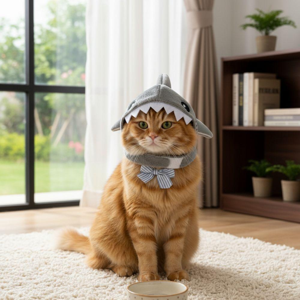 Warm Plush Cat Decorative Hat Cartoon Cat Warm Hat Pet Cosplay Headwear Cosplay Party
