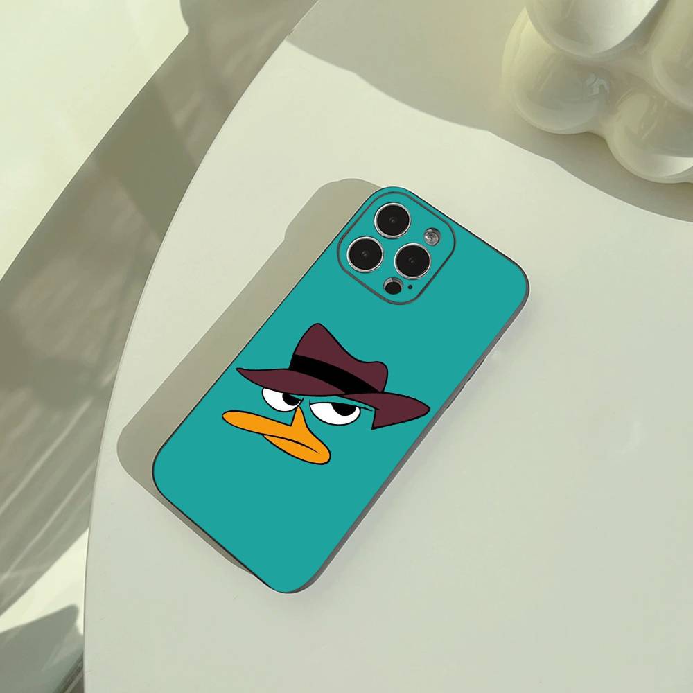 Чехол для телефона P-Perry Утконос Для iPhone 17,16,15,14,13,12,11 Pro Max,16/15/14Plus,XS Мягкий Черный Чехол