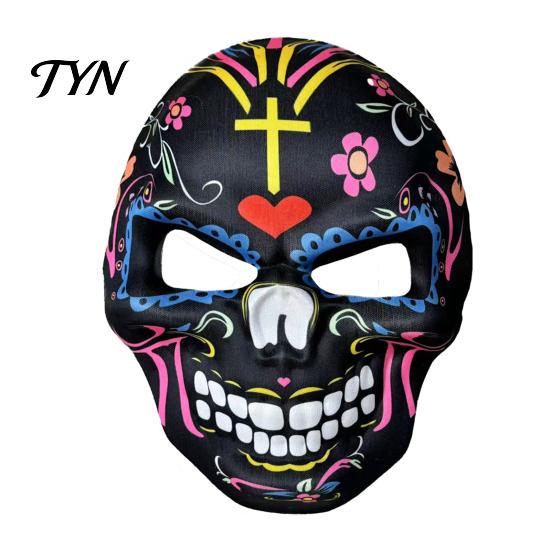 Haunted House Cosplay Accessories Day of The Dead Skull Masque, Halloween Sugar Full Face Unique Photo Prop for Parties Masquerade Party