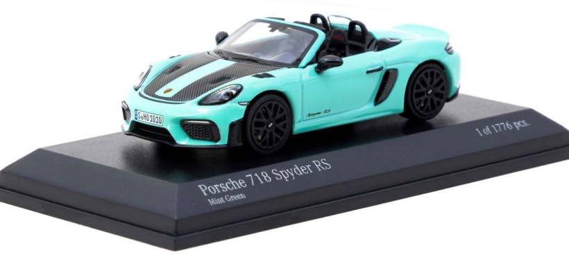 Model Art COLLAB64 MINICHAMPS x Tarmac Works Porsche 718 Spyder RS Мятно-зеленый Готовая модель Paul's - 1/64 T64MC-008-MG