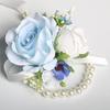 Сине-белая роза Бутоньерка и Браслет-корсаж Искусственный шелковый цветок для Невесты Подружки невесты Жениха Европейский Рустикальный Свадебный Декор