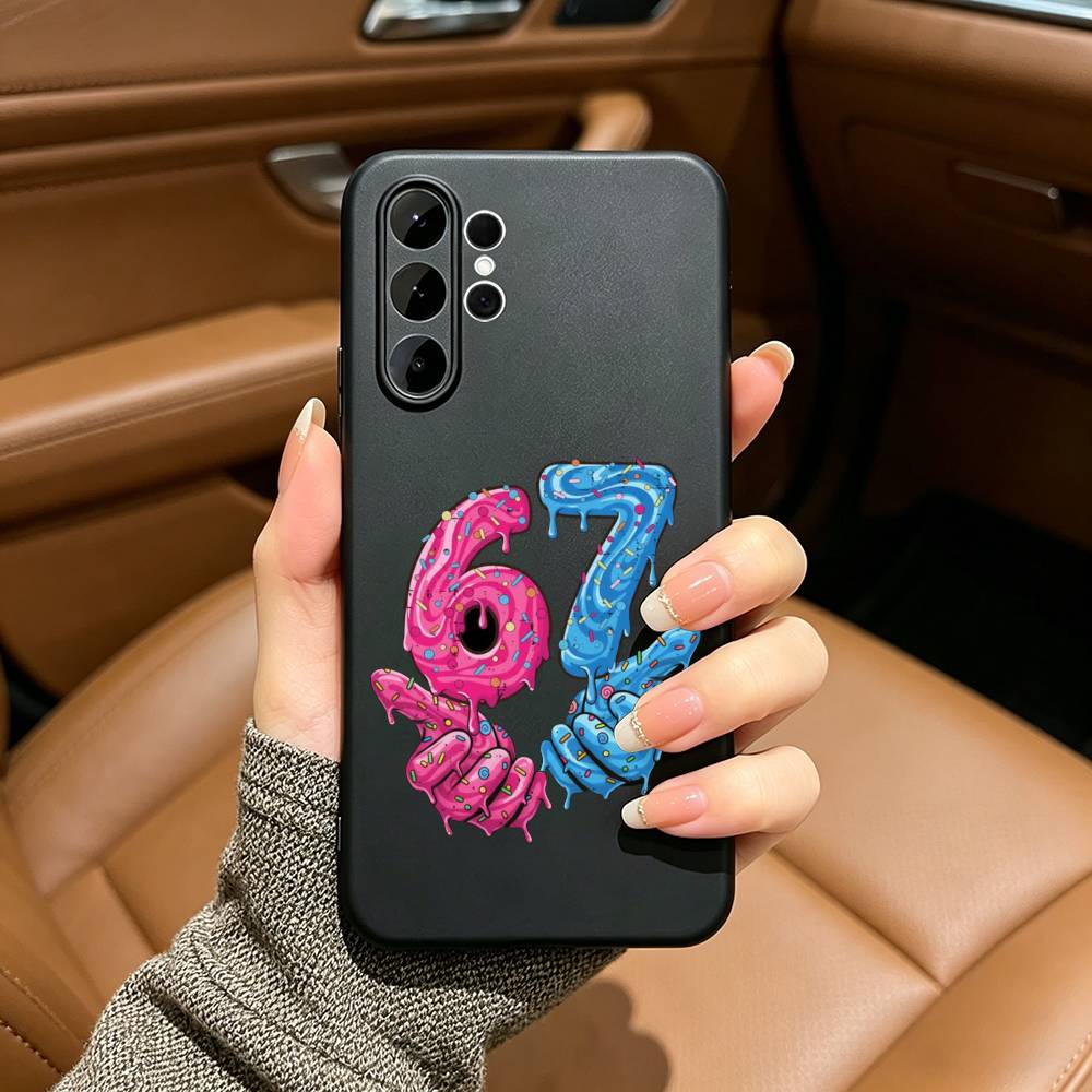 Fashio SS Six Seven 67 Черный Мягкий Силиконовый Чехол для Телефона для Samsung Ultra S25, S24, S21, S22, S23, S30, Plus, FE, Lite