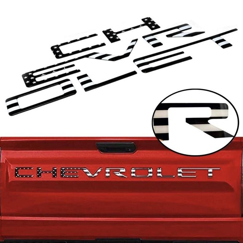 AABHJ1 ABS Car Tail Letter Stickers Accessories for Chevrolet SILVERADO Auto Rear Trunk Emblem Badge Decal Decoration