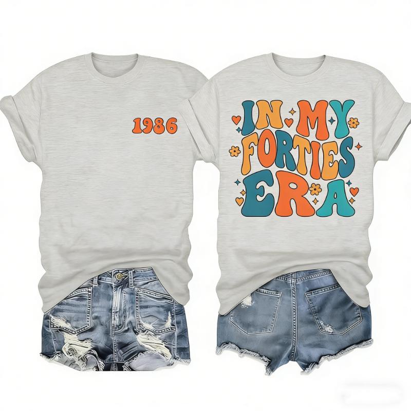 For Unisex Vintage Tshirt In My Forties Birthday Party Short Sleeve Graphic Tshirts Commuter Tee Tops