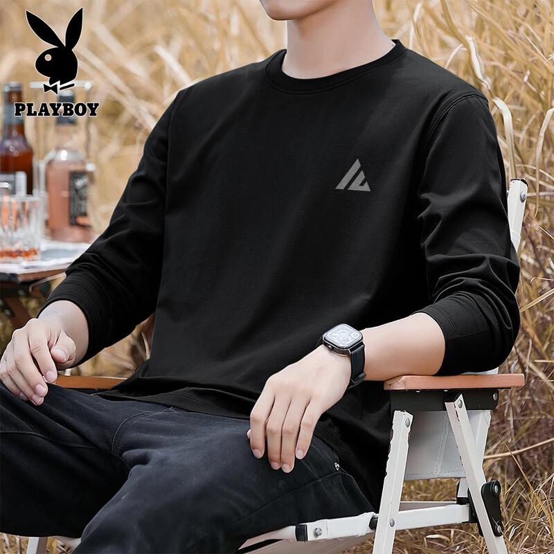 PLAYBOY Мужская футболка с длинным рукавом из чистого хлопка