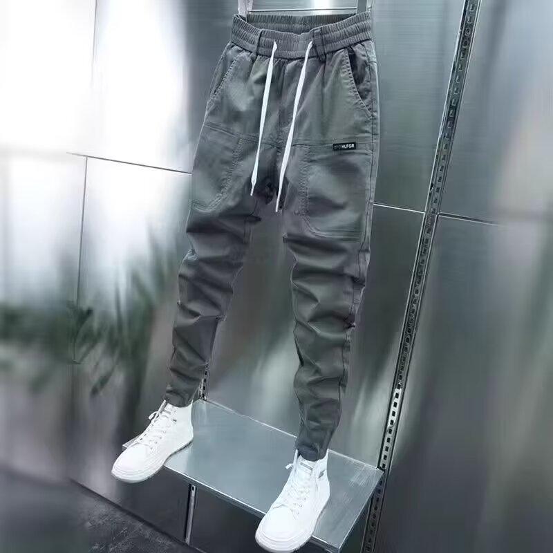 Мужские облегающие однотонные шаровары на весну и осень